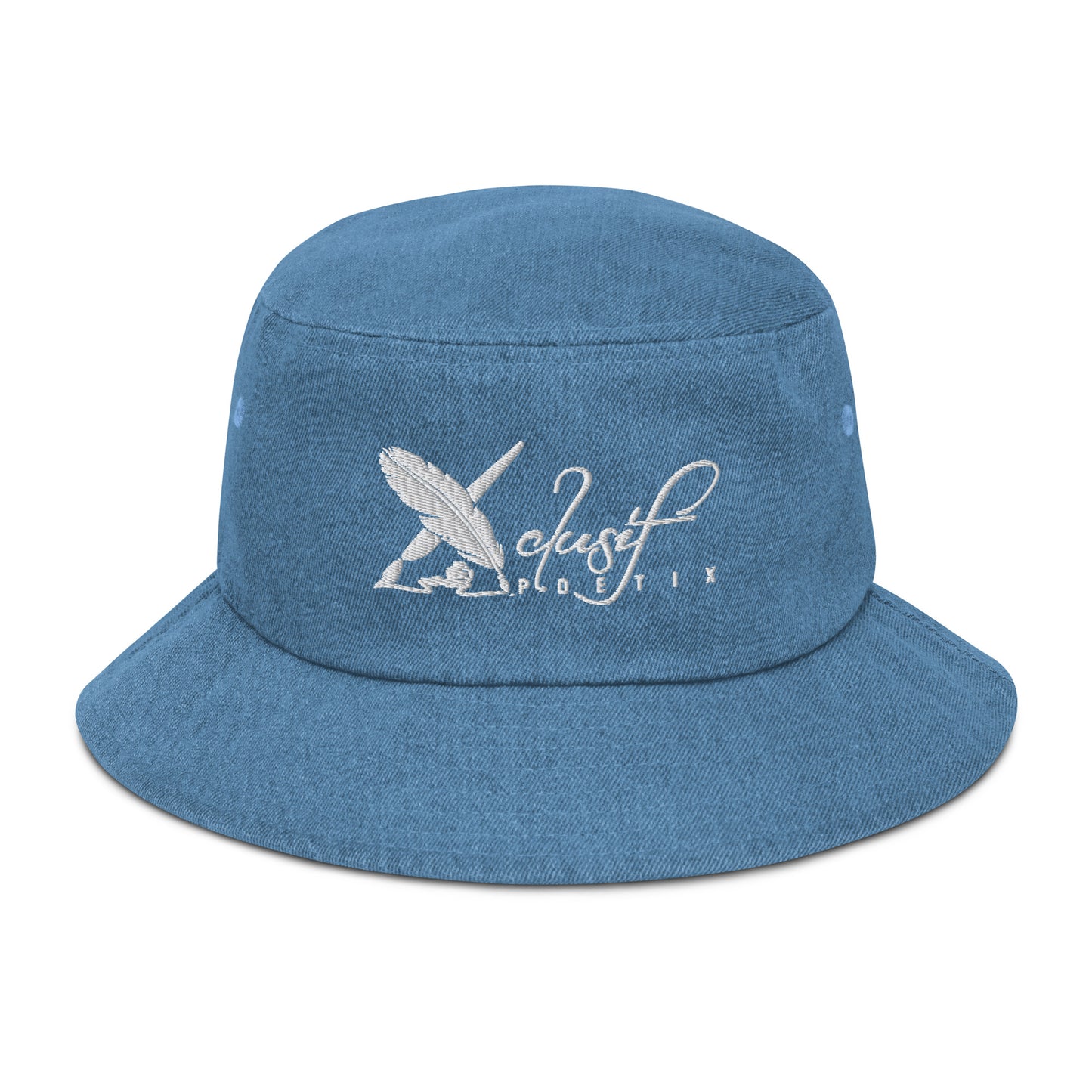 XCLUSIF POETIX WHITE LOGO Denim bucket hat