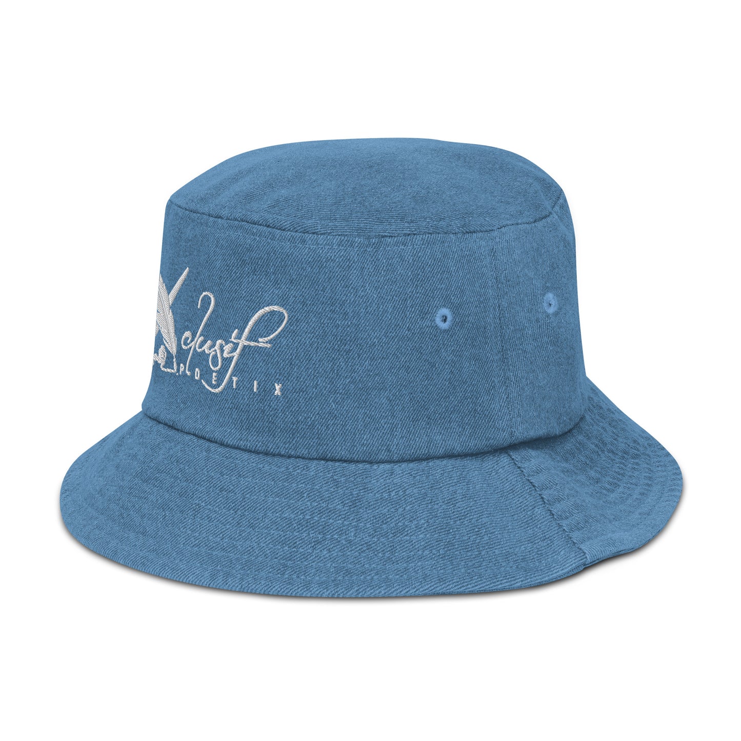 XCLUSIF POETIX WHITE LOGO Denim bucket hat