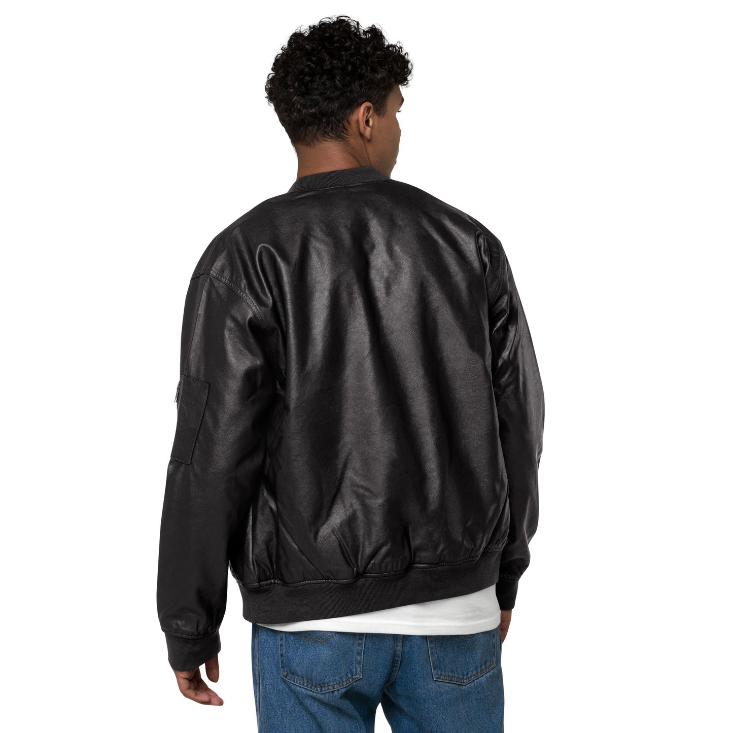 XCLUSIF POETIX BLACK LOGO Leather Bomber Jacket