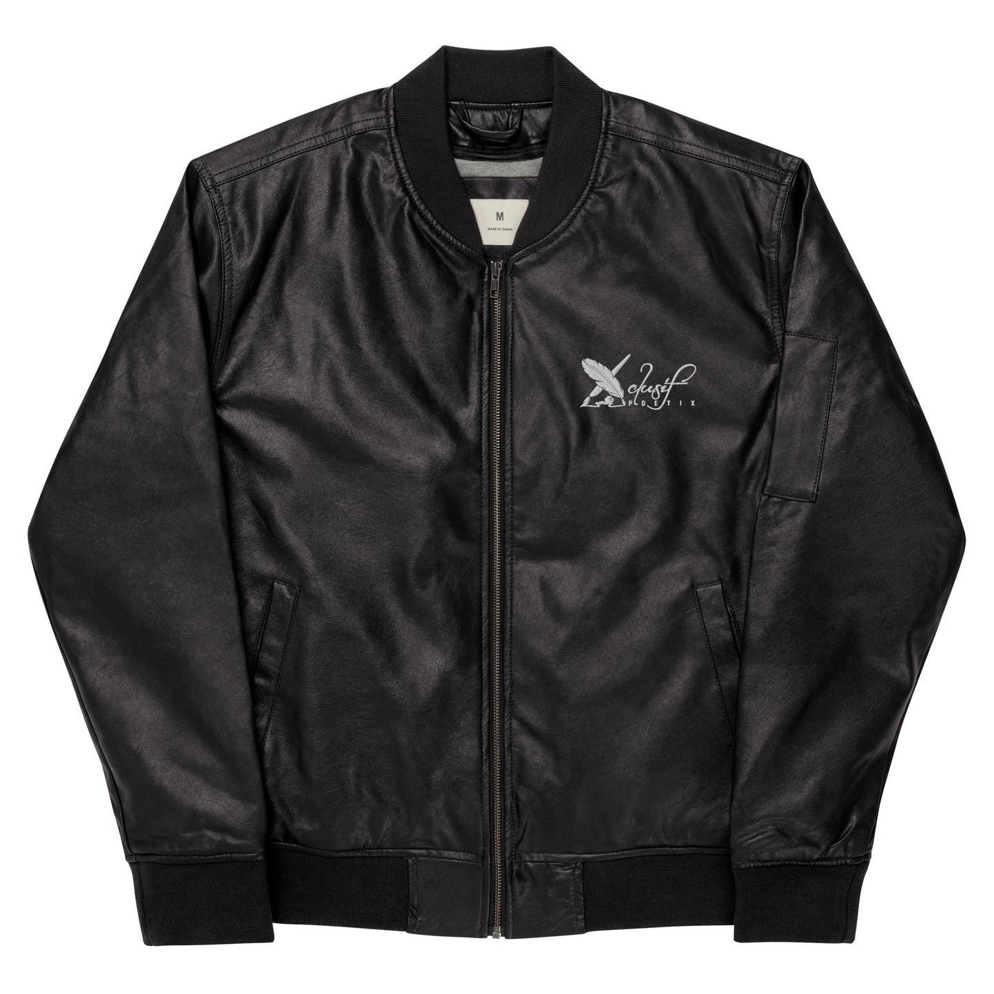 XCLUSIF POETIX WHITE LOGO Leather Bomber Jacket