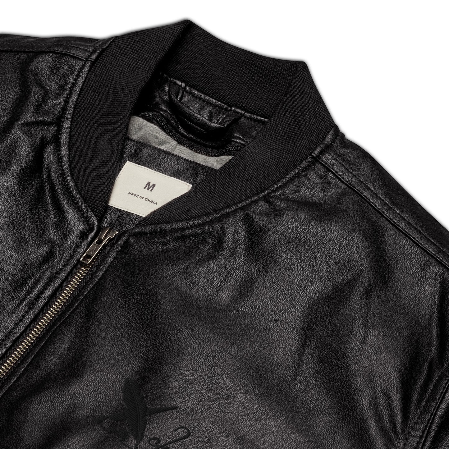 XCLUSIF POETIX BLACK LOGO Leather Bomber Jacket