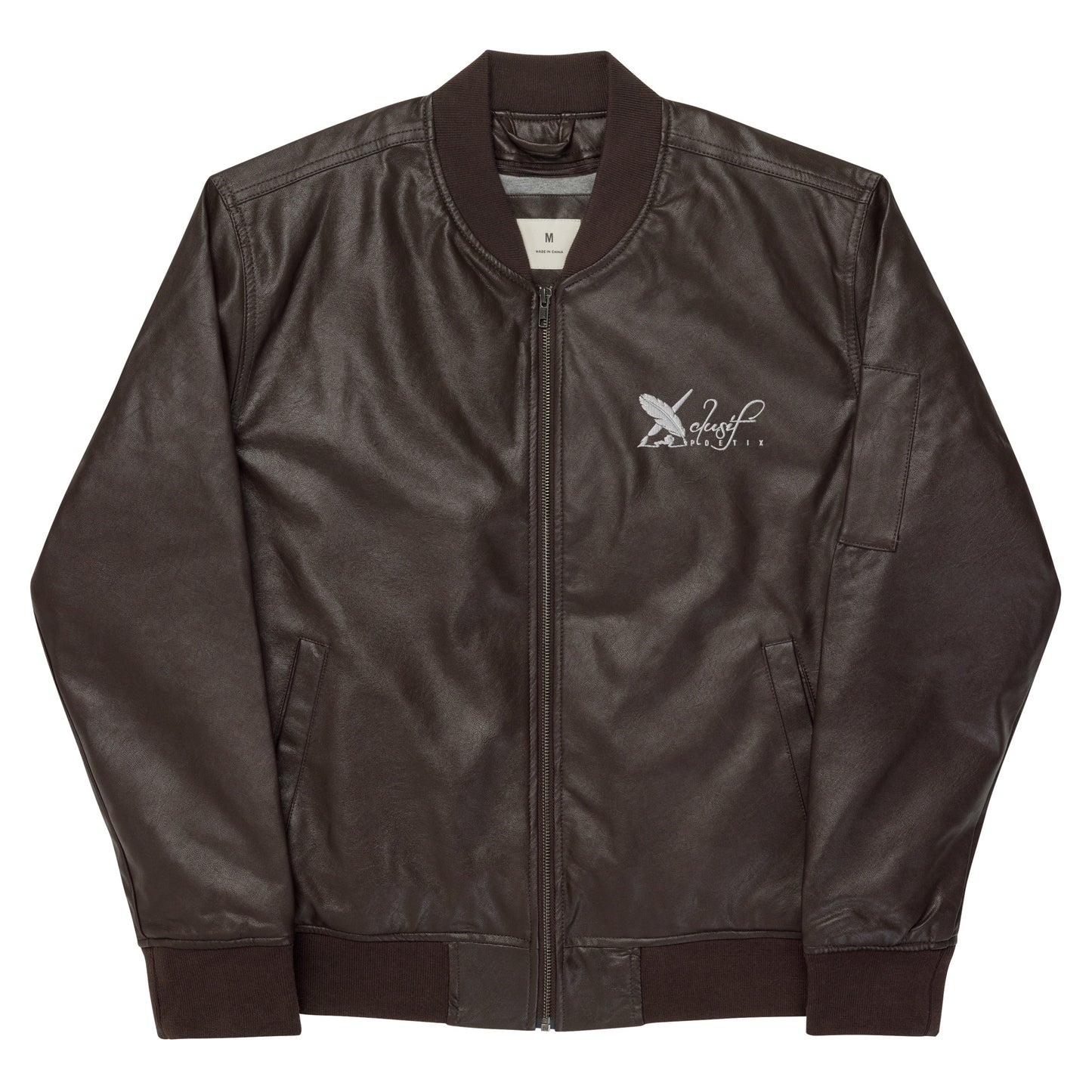 XCLUSIF POETIX WHITE LOGO Leather Bomber Jacket