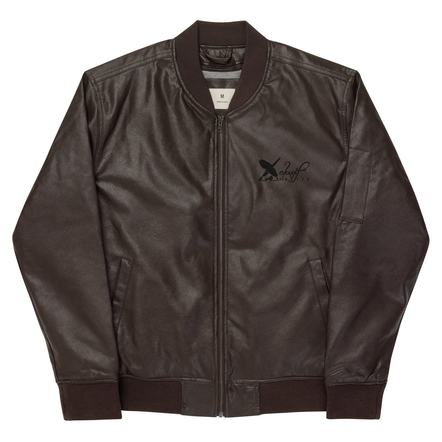 XCLUSIF POETIX BLACK LOGO Leather Bomber Jacket