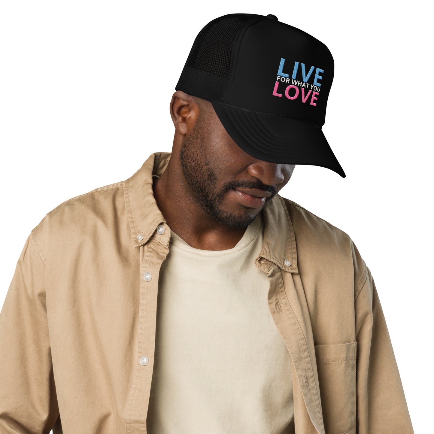 "LIVE FOR WHAT YOU LOVE" BY XCLUSIF POETIX Foam trucker hat