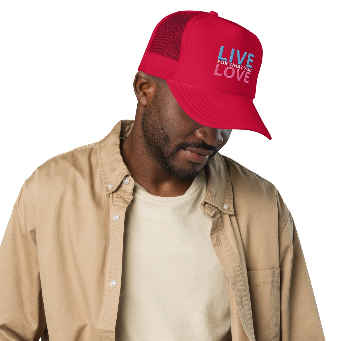 "LIVE FOR WHAT YOU LOVE" BY XCLUSIF POETIX Foam trucker hat