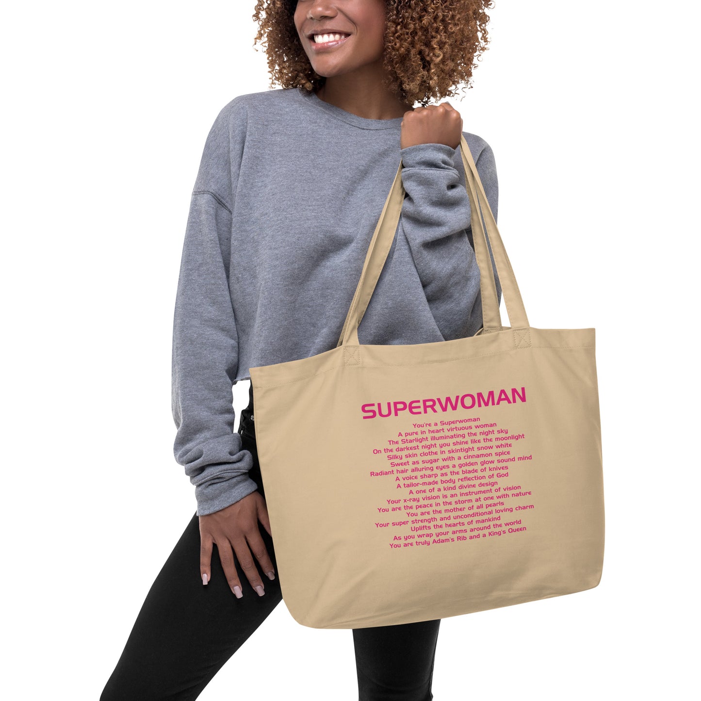 SUPERWOMAN BY XCLUSIF POETIX Large organic tote bag