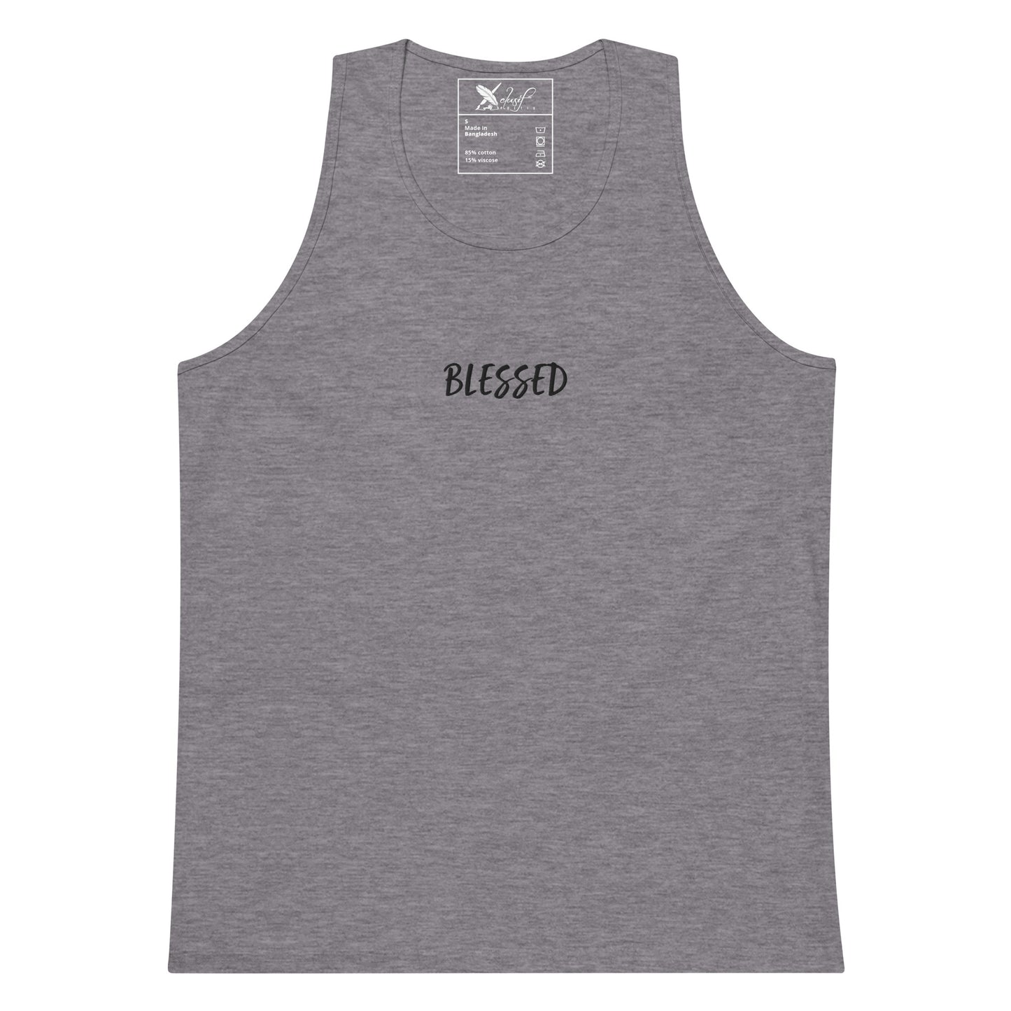 BLESSED BY XCLUSIF POETIX EMBROIDERY premium tank top