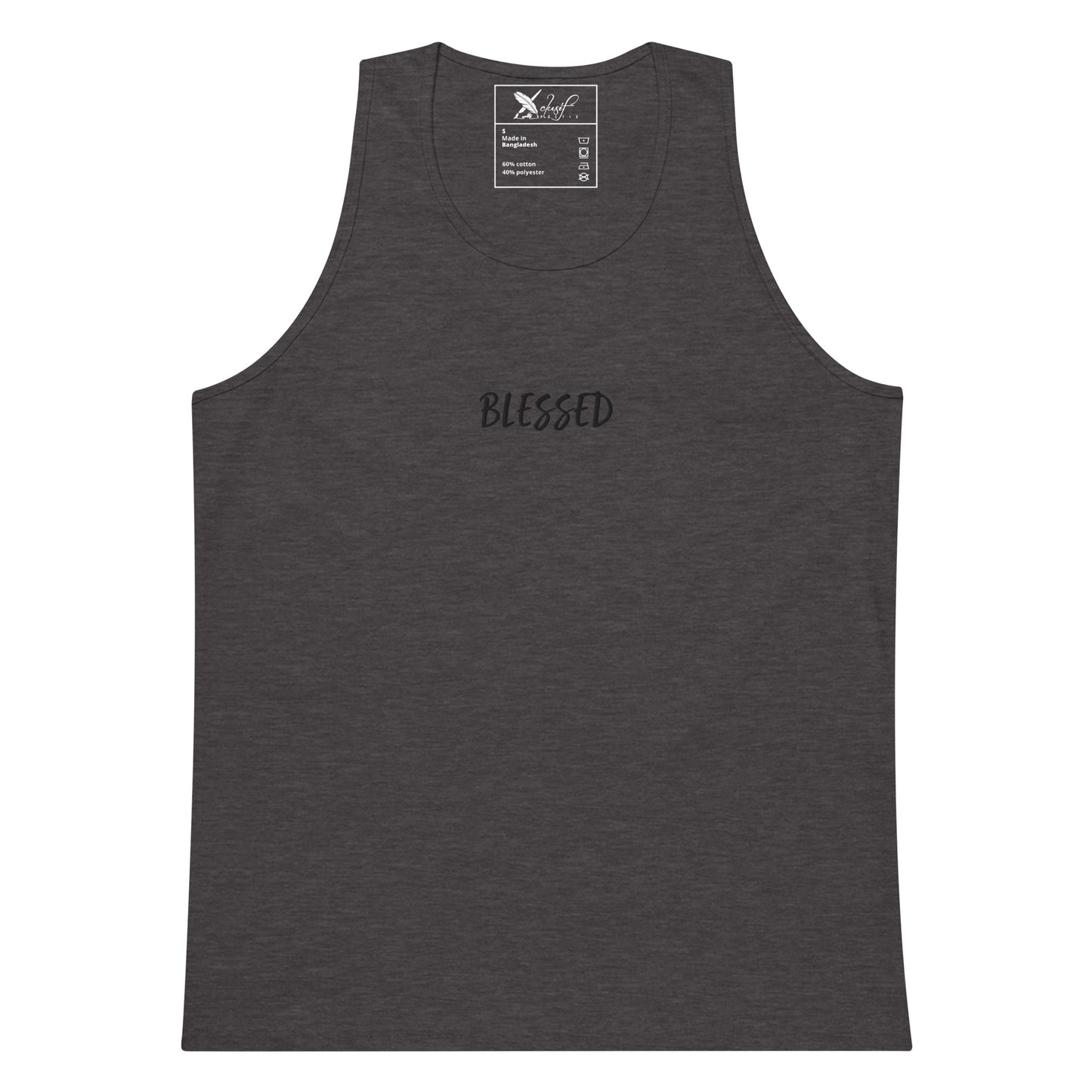 BLESSED BY XCLUSIF POETIX EMBROIDERY premium tank top