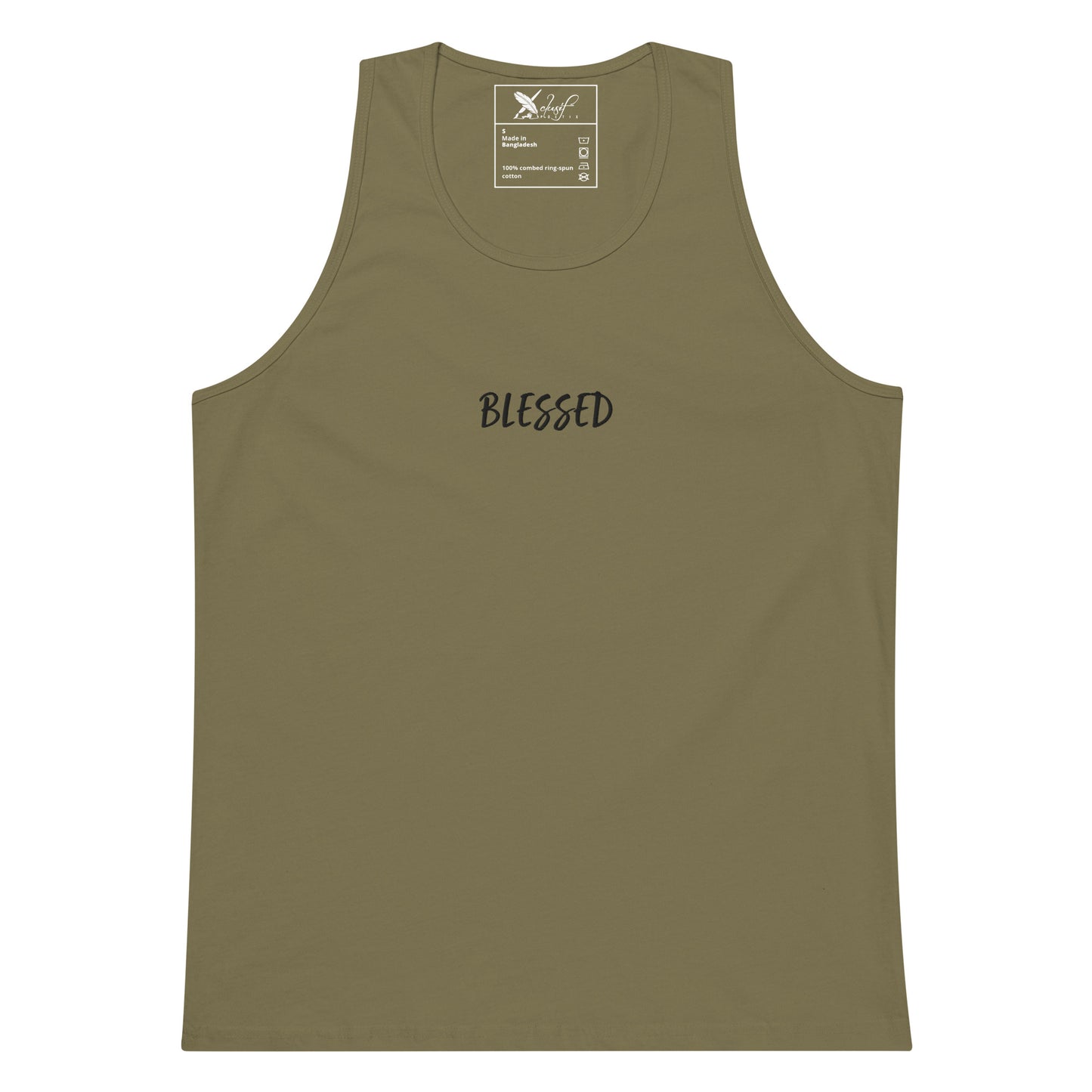 BLESSED BY XCLUSIF POETIX EMBROIDERY premium tank top