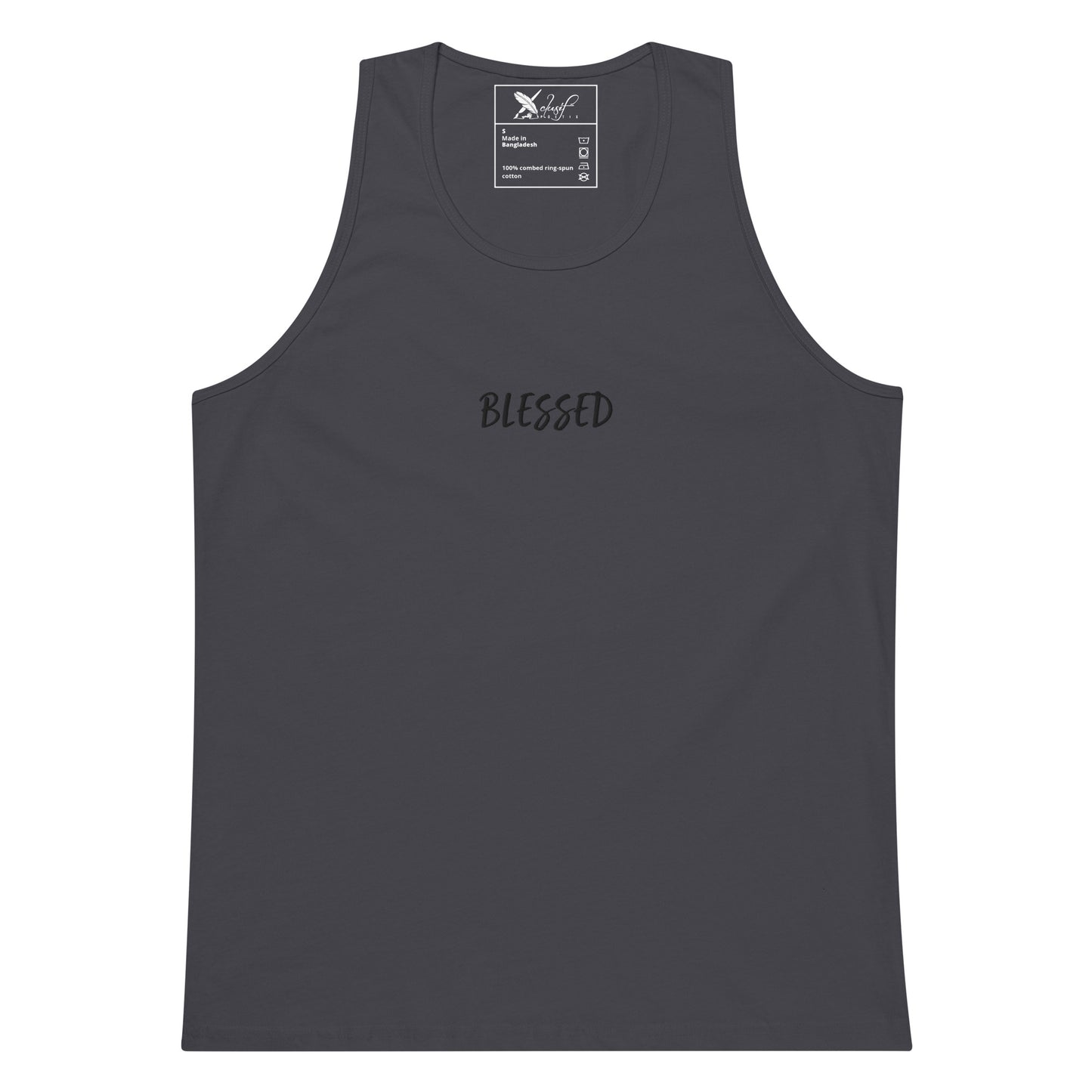 BLESSED BY XCLUSIF POETIX EMBROIDERY premium tank top