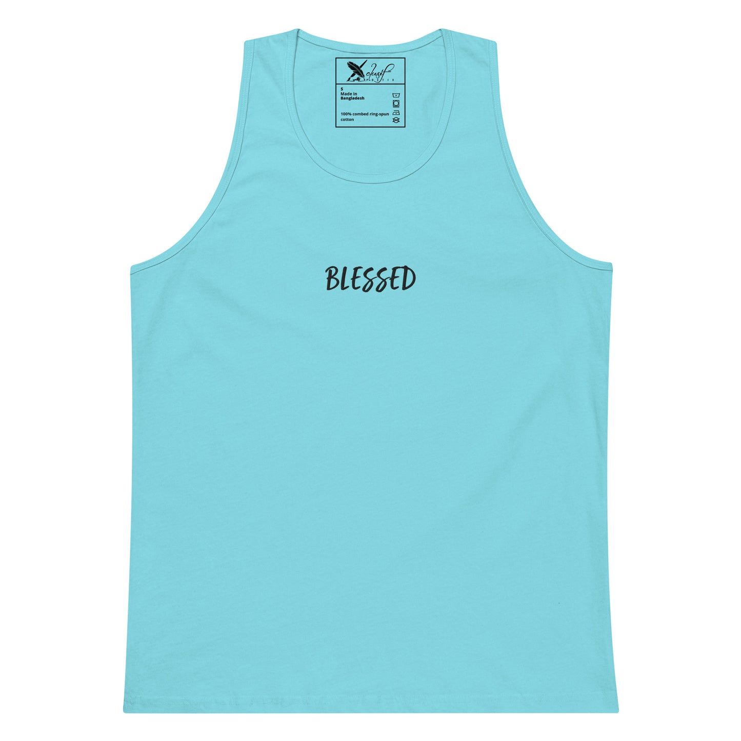 BLESSED BY XCLUSIF POETIX EMBROIDERY premium tank top