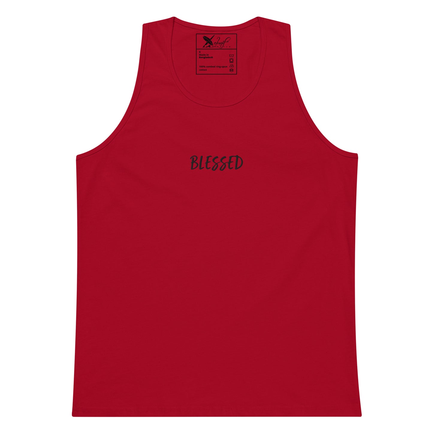 BLESSED BY XCLUSIF POETIX EMBROIDERY premium tank top