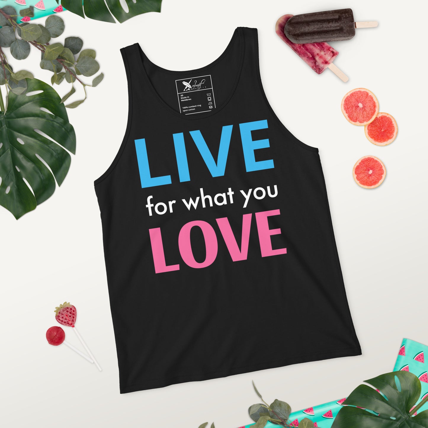 "LIVE FOR WHAT YOU LOVE" BY XCLUSIF POETIX Unisex Tank Top