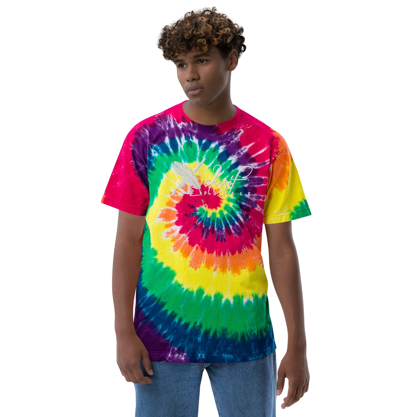 XCLUSIF POETIX WHITE LOGO Oversized tie-dye t-shirt