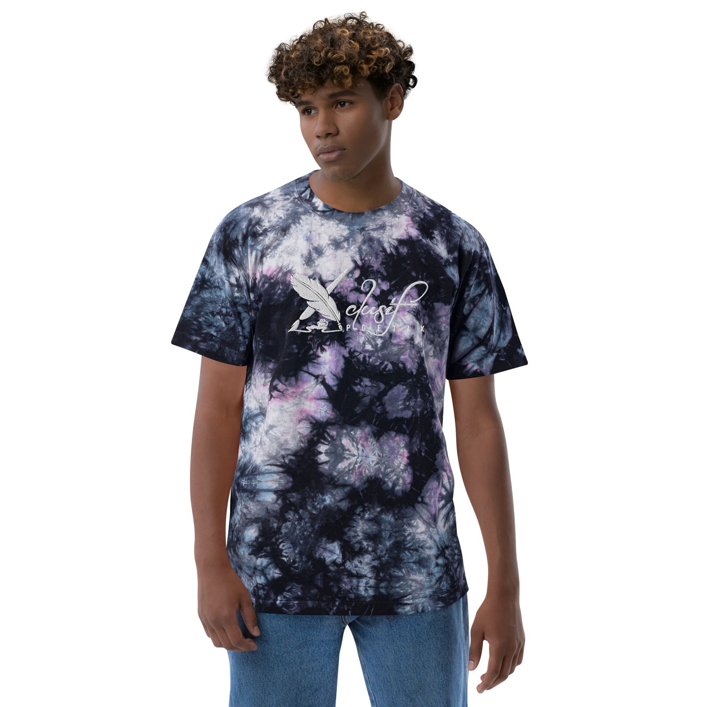 XCLUSIF POETIX WHITE LOGO Oversized tie-dye t-shirt