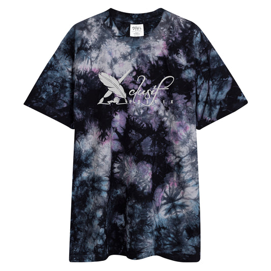 XCLUSIF POETIX WHITE LOGO Oversized tie-dye t-shirt