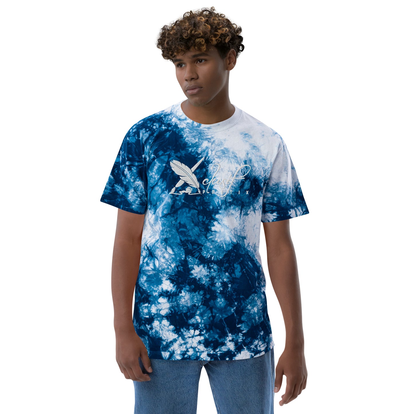 XCLUSIF POETIX WHITE LOGO Oversized tie-dye t-shirt