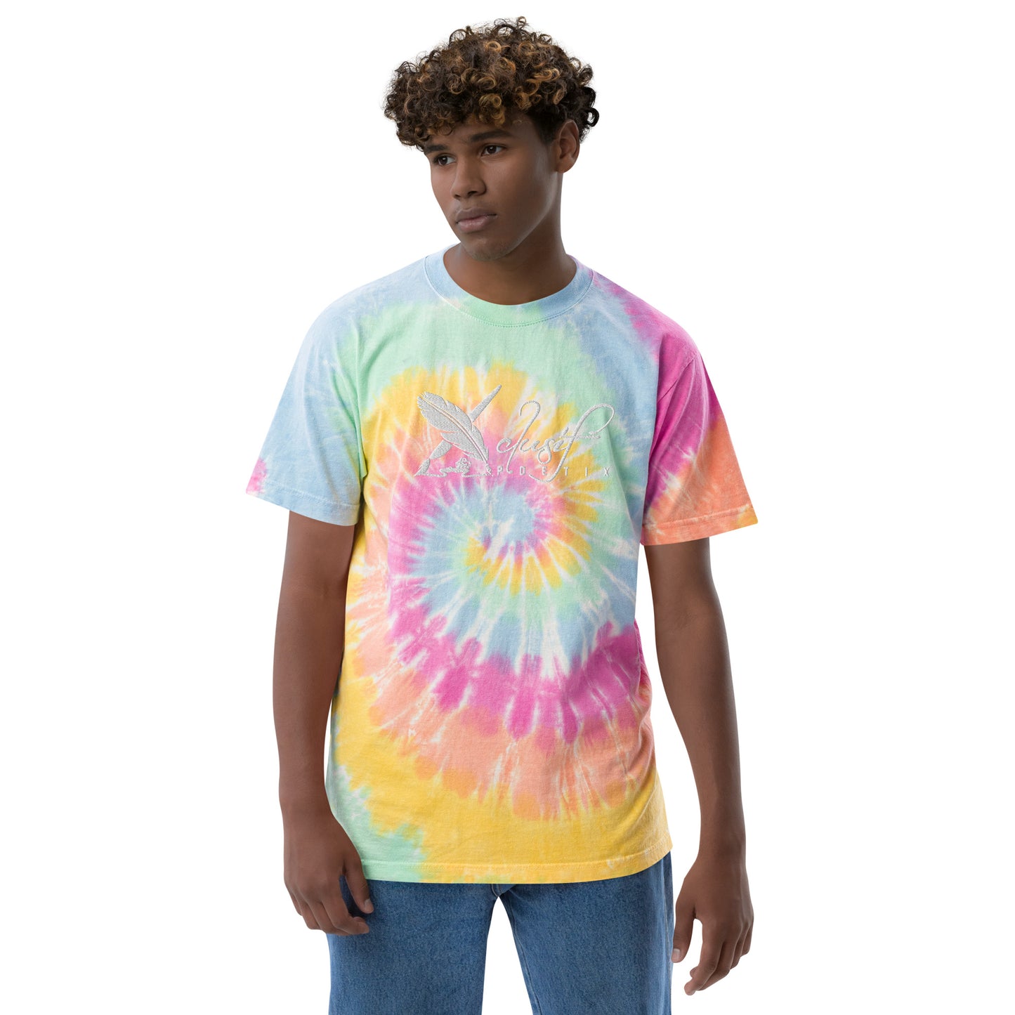 XCLUSIF POETIX WHITE LOGO Oversized tie-dye t-shirt