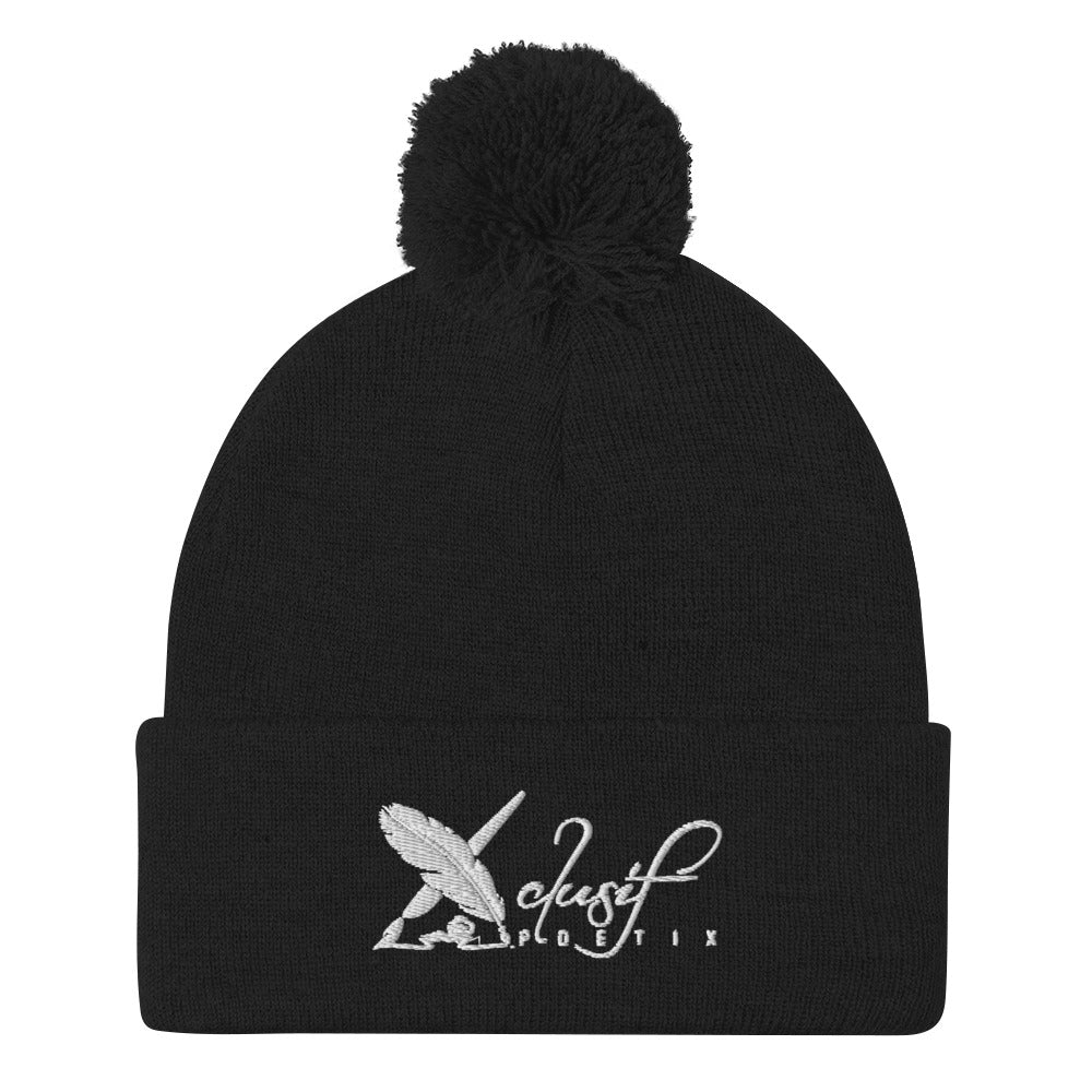 XCLUSIF POETIX WHITE LOGO Pom-Pom Beanie