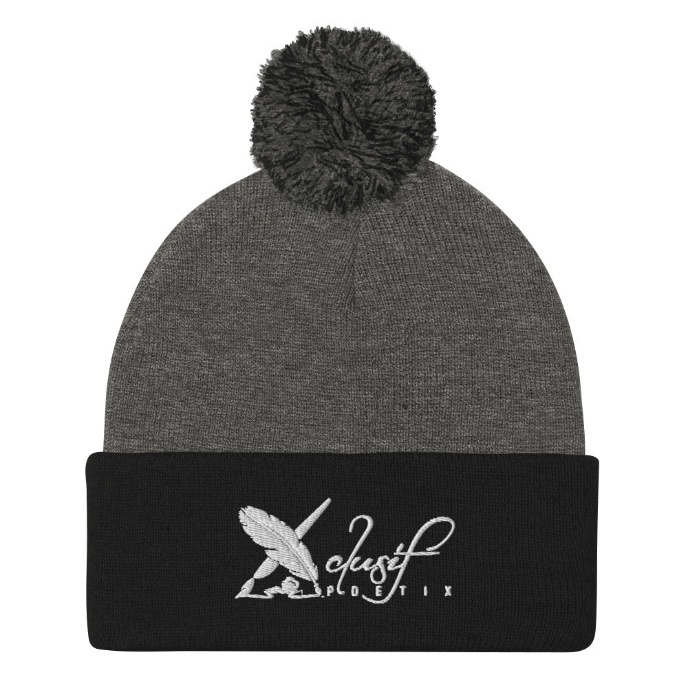 XCLUSIF POETIX WHITE LOGO Pom-Pom Beanie