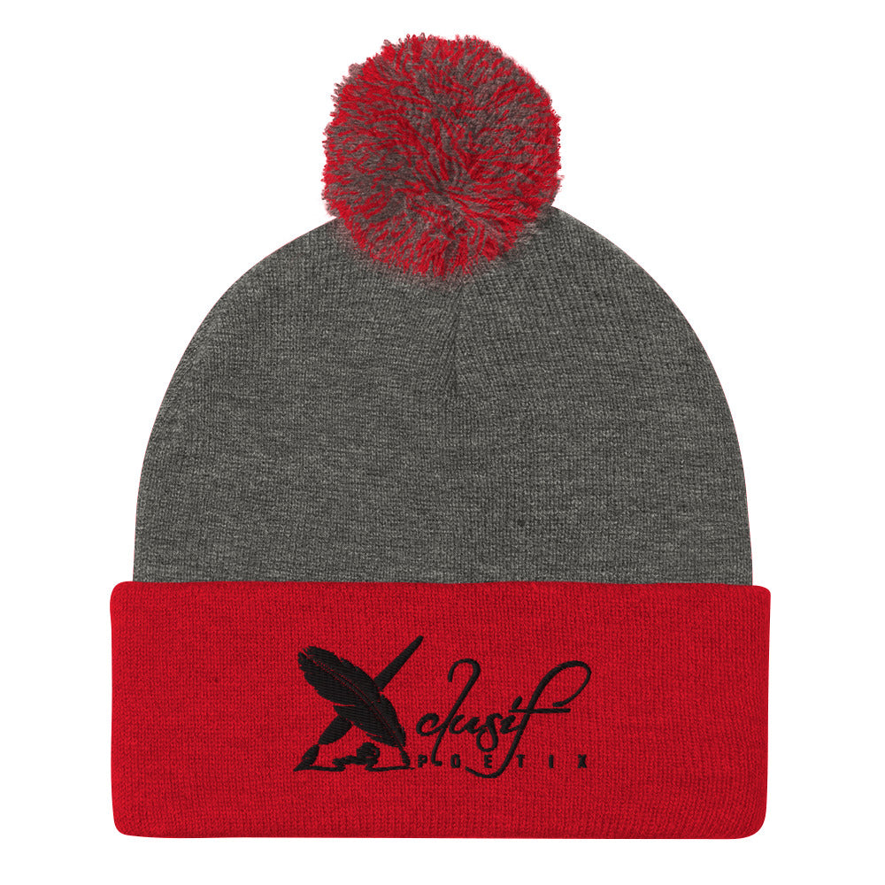 XCLUSIF POETIX BLACK LOGO Pom-Pom Beanie