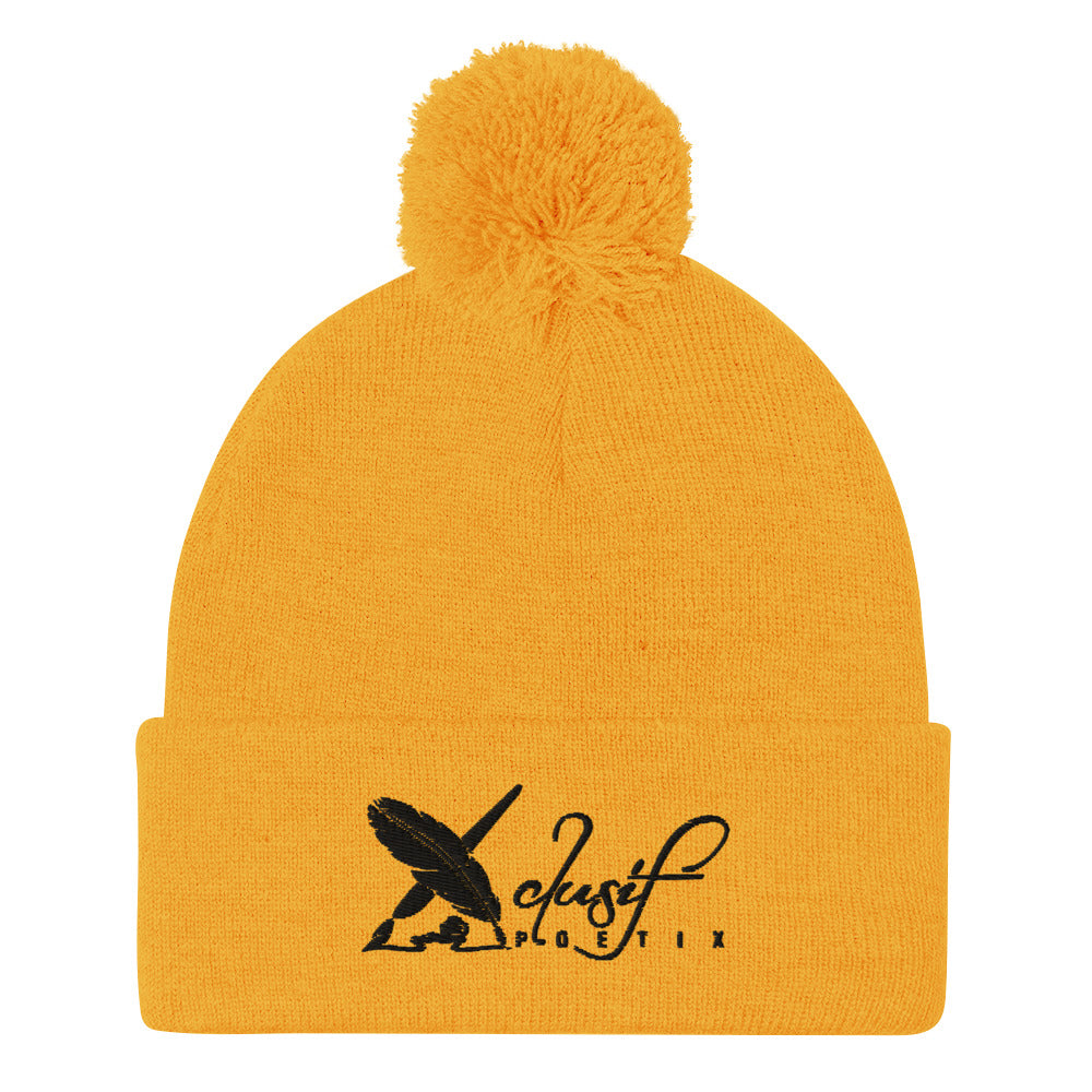 XCLUSIF POETIX BLACK LOGO Pom-Pom Beanie