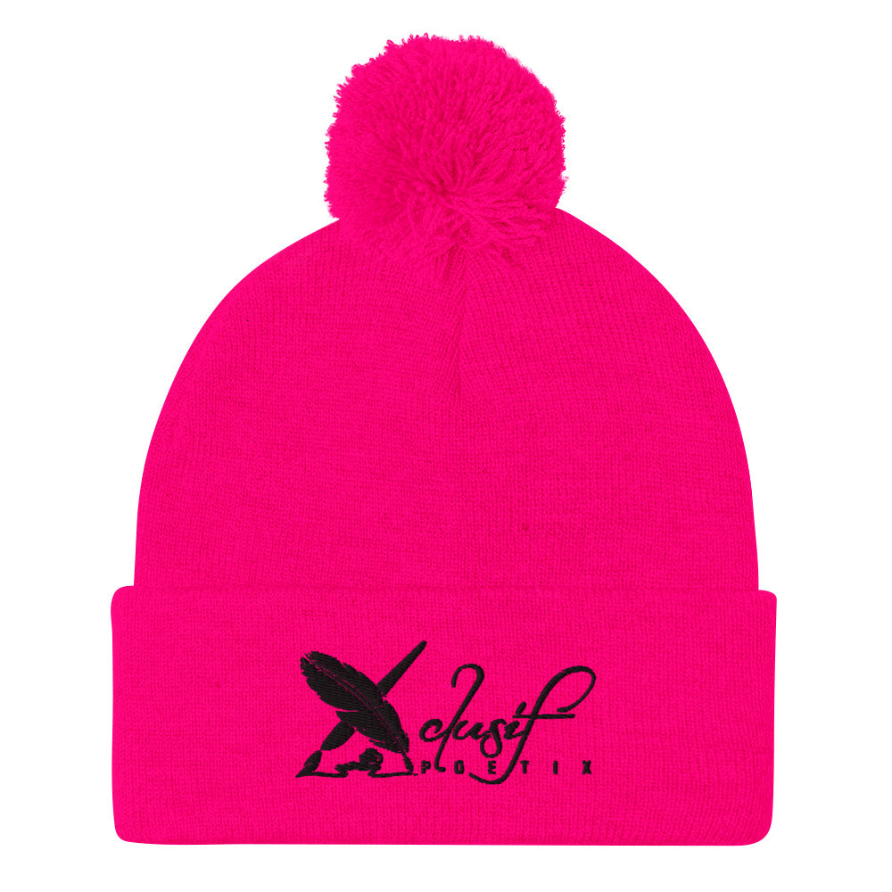 XCLUSIF POETIX BLACK LOGO Pom-Pom Beanie