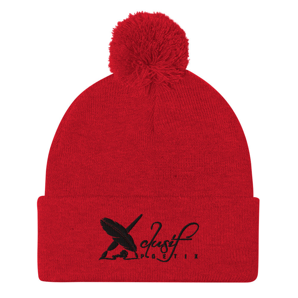 XCLUSIF POETIX BLACK LOGO Pom-Pom Beanie