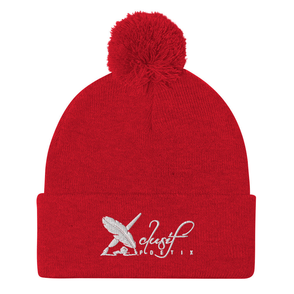 XCLUSIF POETIX WHITE LOGO Pom-Pom Beanie