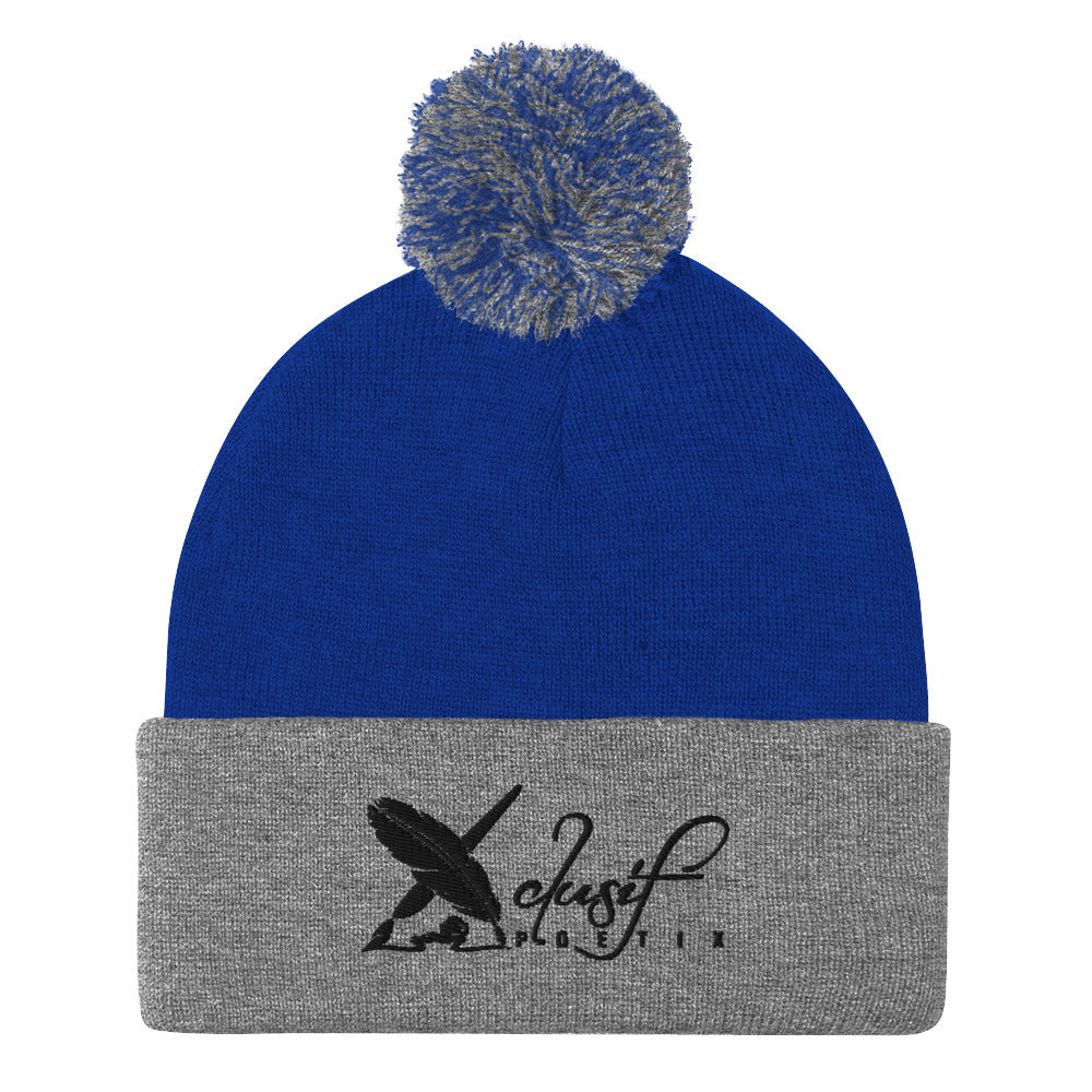 XCLUSIF POETIX BLACK LOGO Pom-Pom Beanie