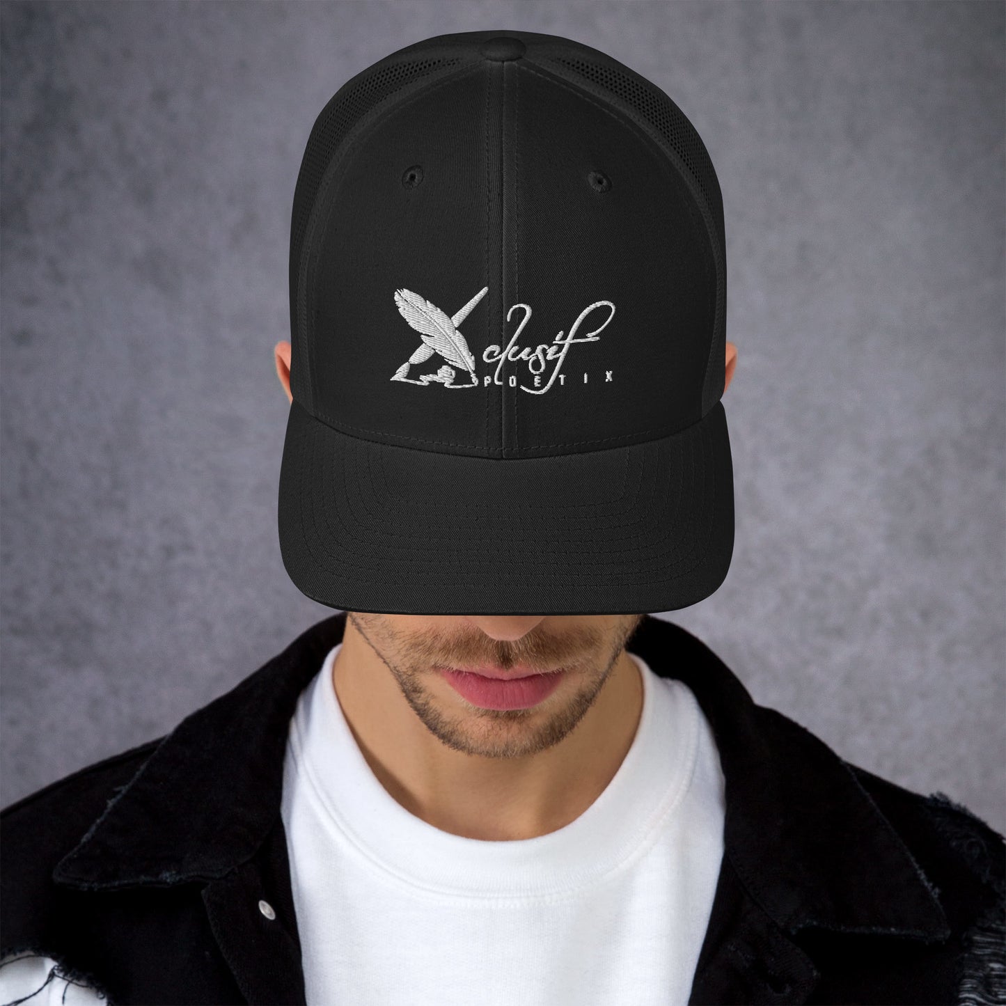 XCLUSIF POETIX WHITE LOGO Retro Trucker Cap