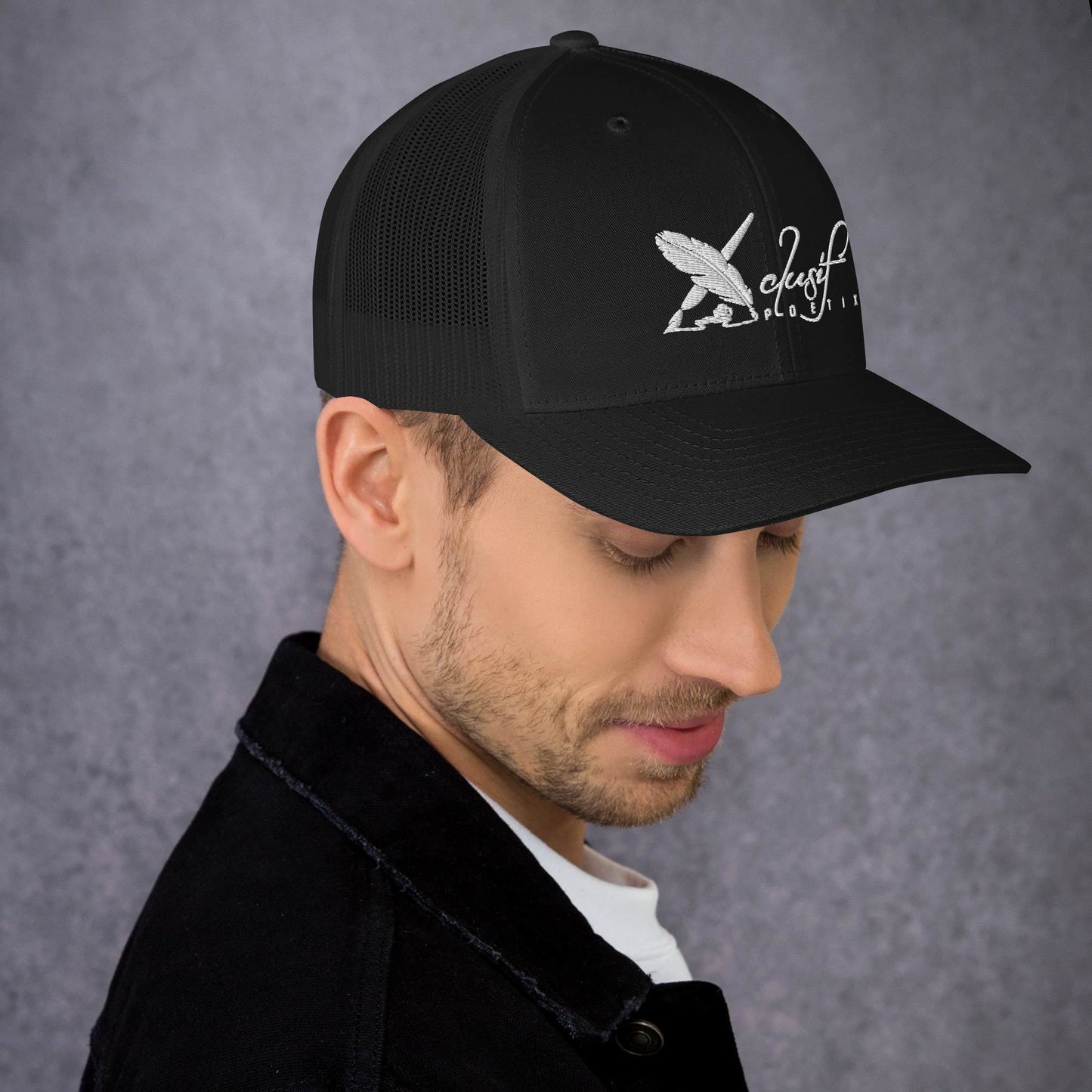 XCLUSIF POETIX WHITE LOGO Retro Trucker Cap