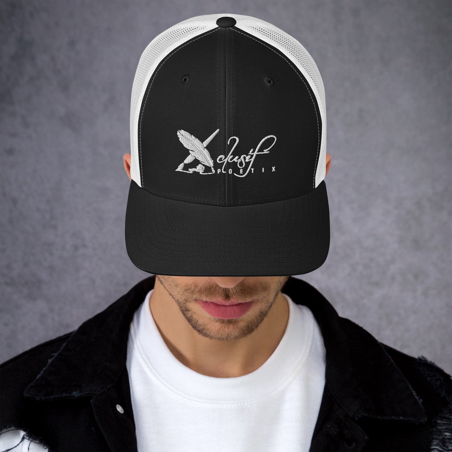 XCLUSIF POETIX WHITE LOGO Retro Trucker Cap