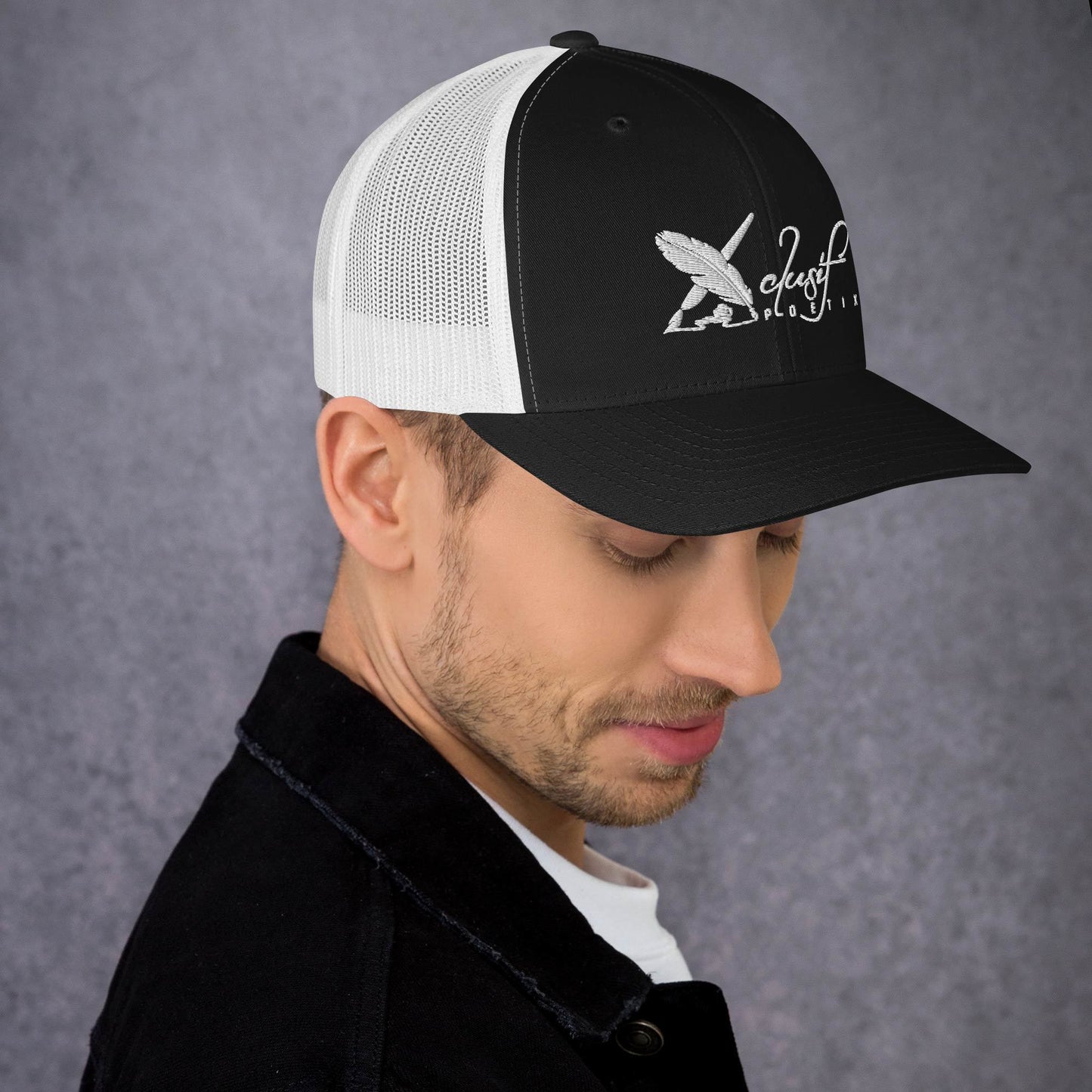 XCLUSIF POETIX WHITE LOGO Retro Trucker Cap