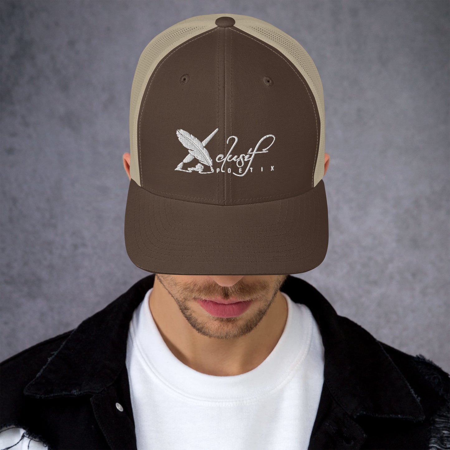 XCLUSIF POETIX WHITE LOGO Retro Trucker Cap