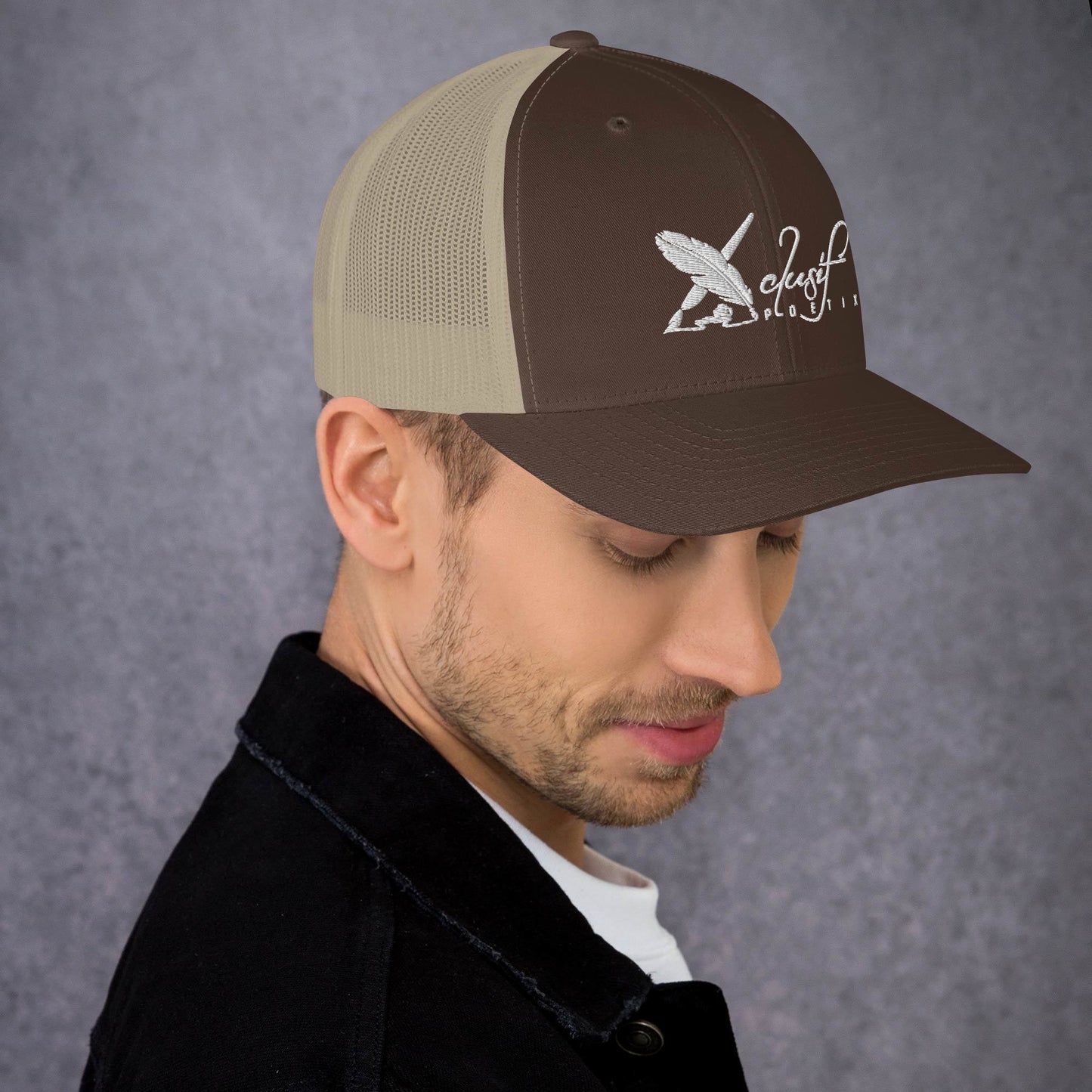 XCLUSIF POETIX WHITE LOGO Retro Trucker Cap