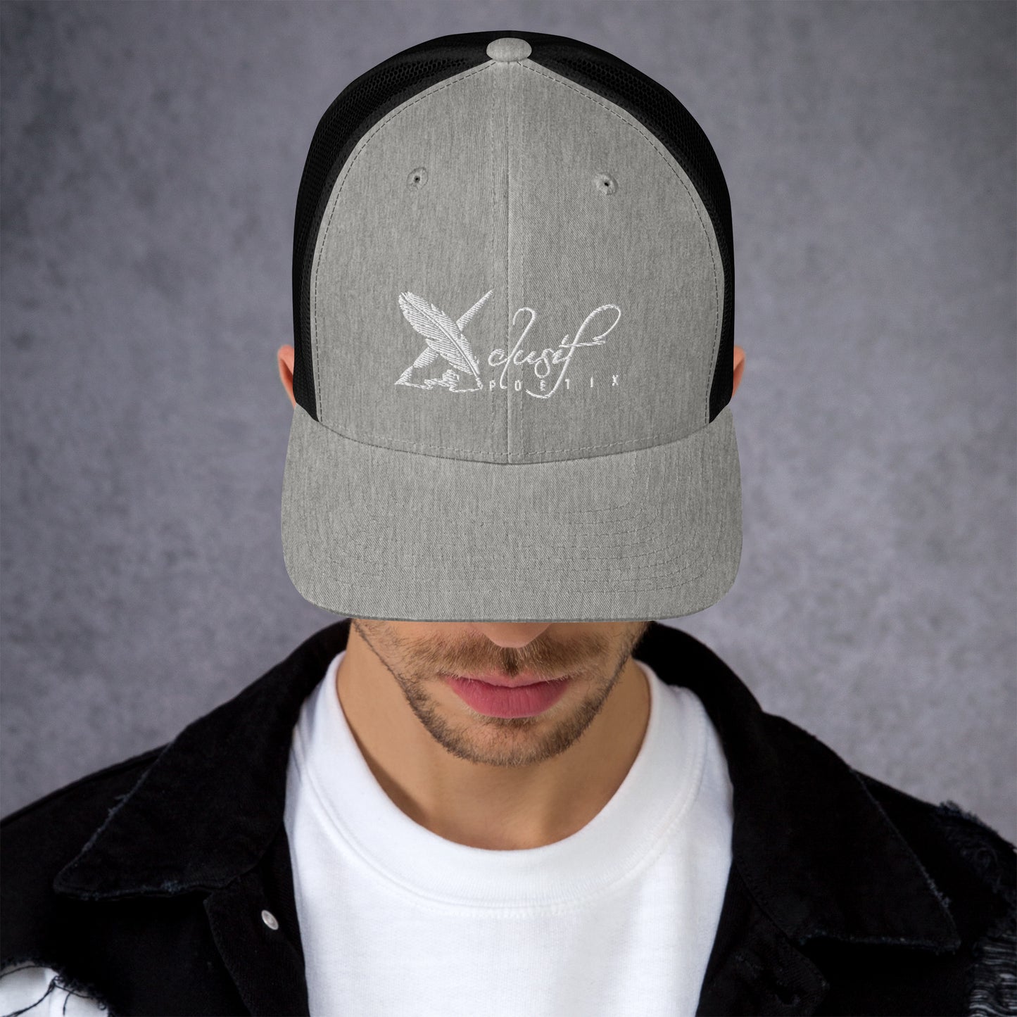 XCLUSIF POETIX WHITE LOGO Retro Trucker Cap