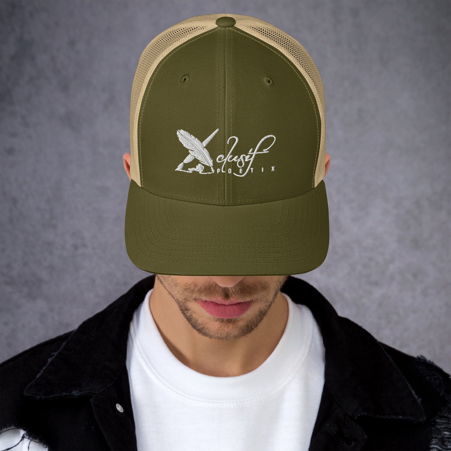 XCLUSIF POETIX WHITE LOGO Retro Trucker Cap