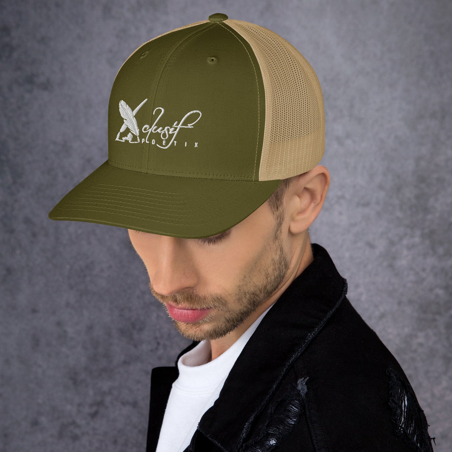 XCLUSIF POETIX WHITE LOGO Retro Trucker Cap