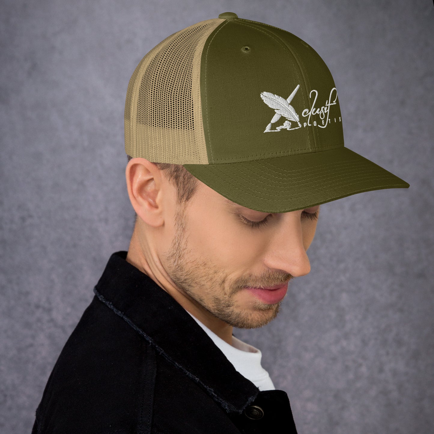 XCLUSIF POETIX WHITE LOGO Retro Trucker Cap