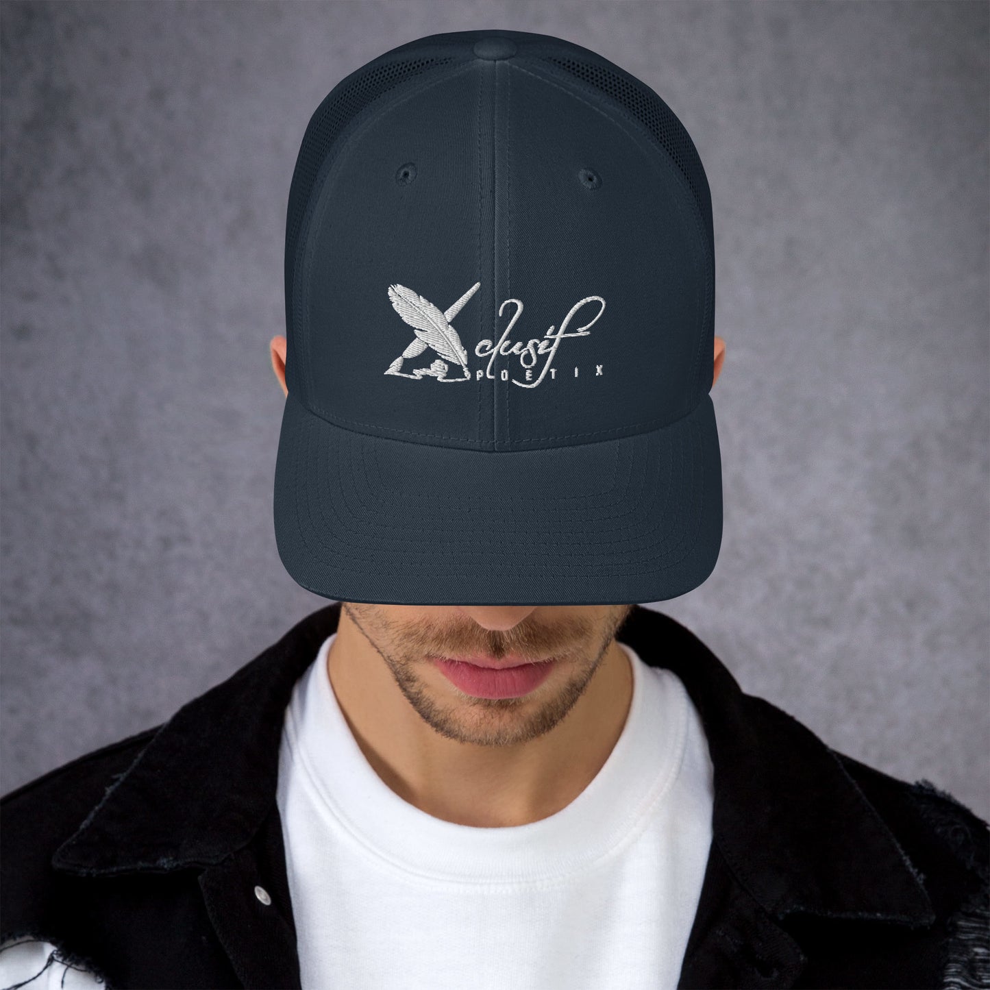 XCLUSIF POETIX WHITE LOGO Retro Trucker Cap