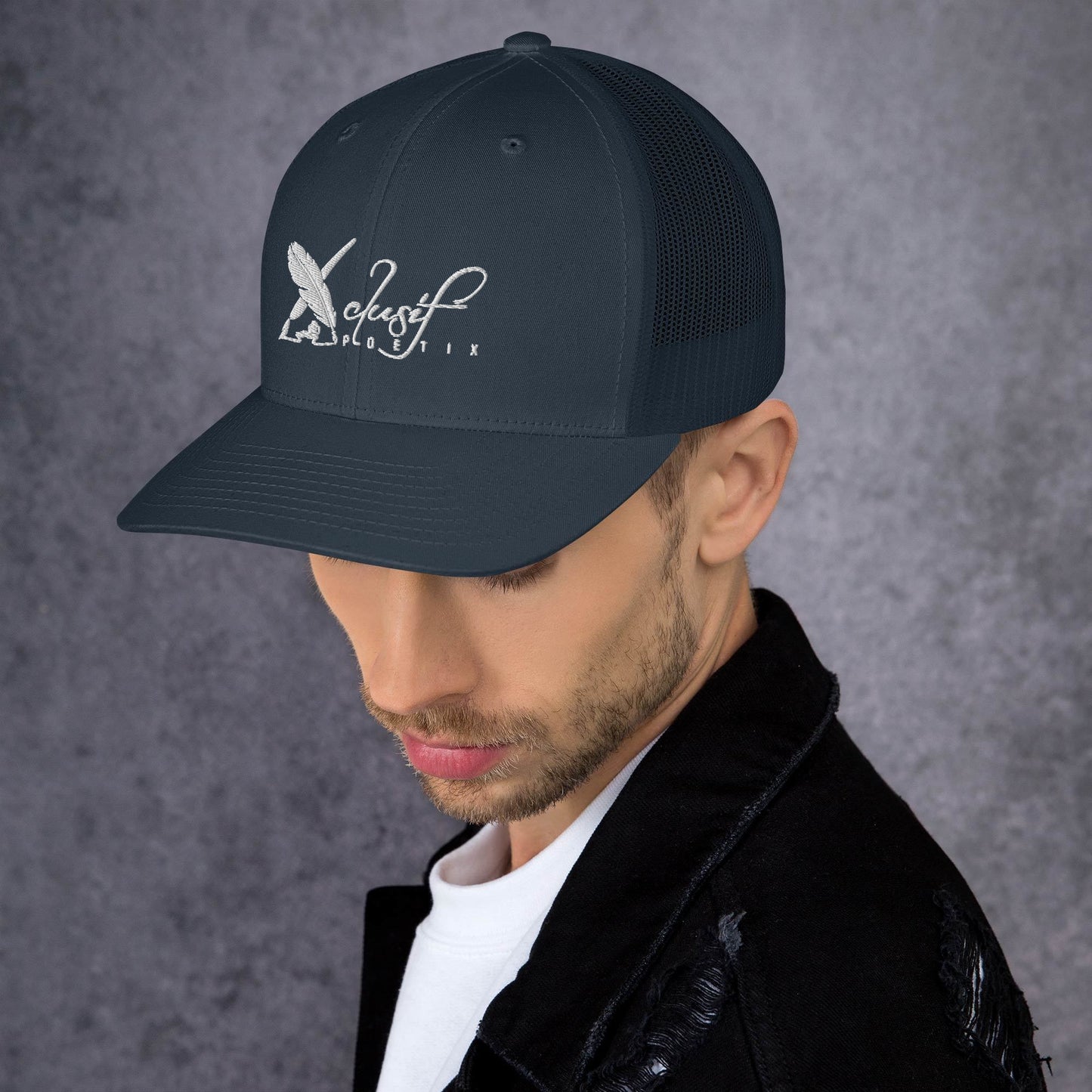 XCLUSIF POETIX WHITE LOGO Retro Trucker Cap