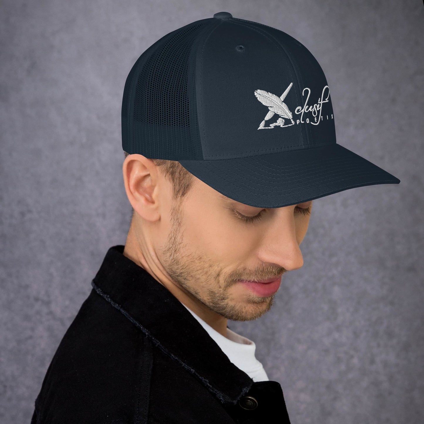 XCLUSIF POETIX WHITE LOGO Retro Trucker Cap