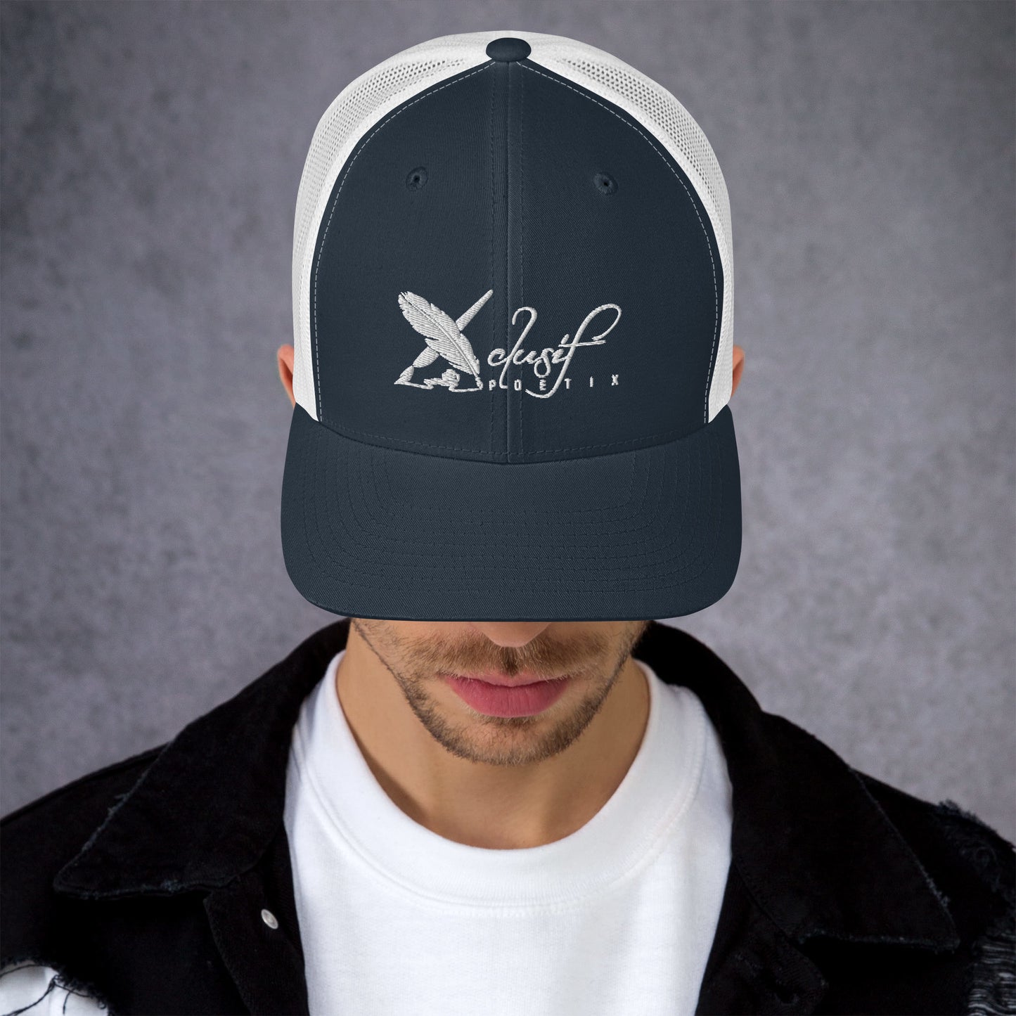 XCLUSIF POETIX WHITE LOGO Retro Trucker Cap