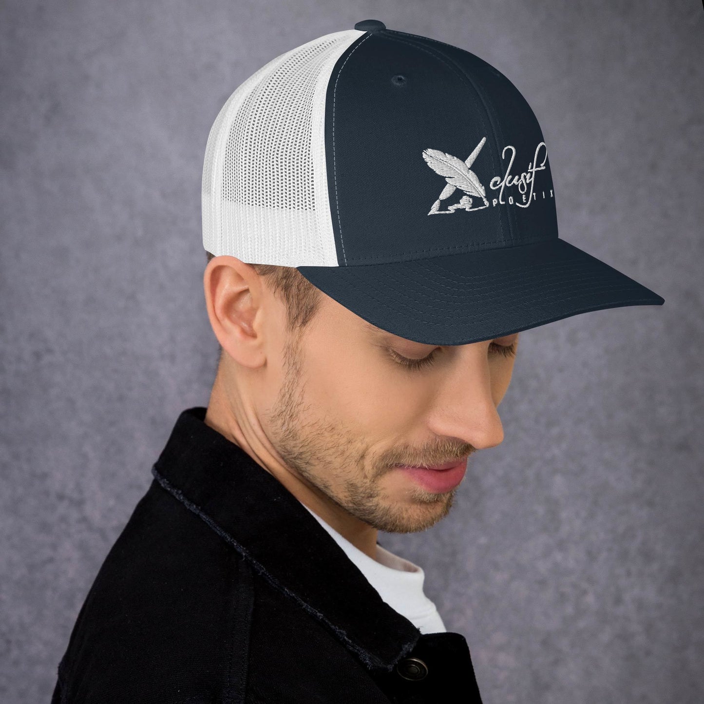 XCLUSIF POETIX WHITE LOGO Retro Trucker Cap