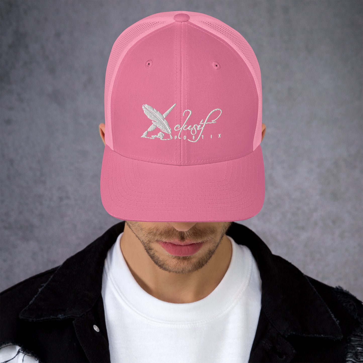 XCLUSIF POETIX WHITE LOGO Retro Trucker Cap