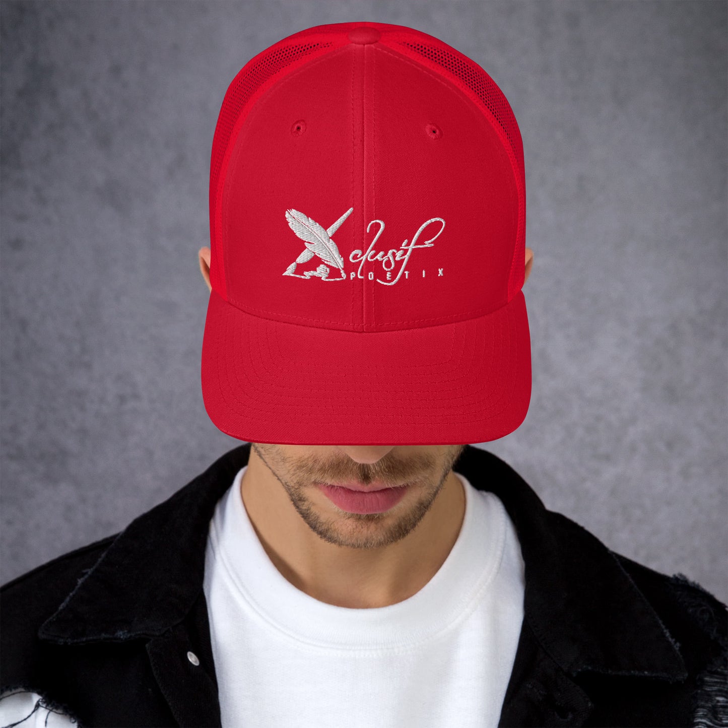 XCLUSIF POETIX WHITE LOGO Retro Trucker Cap