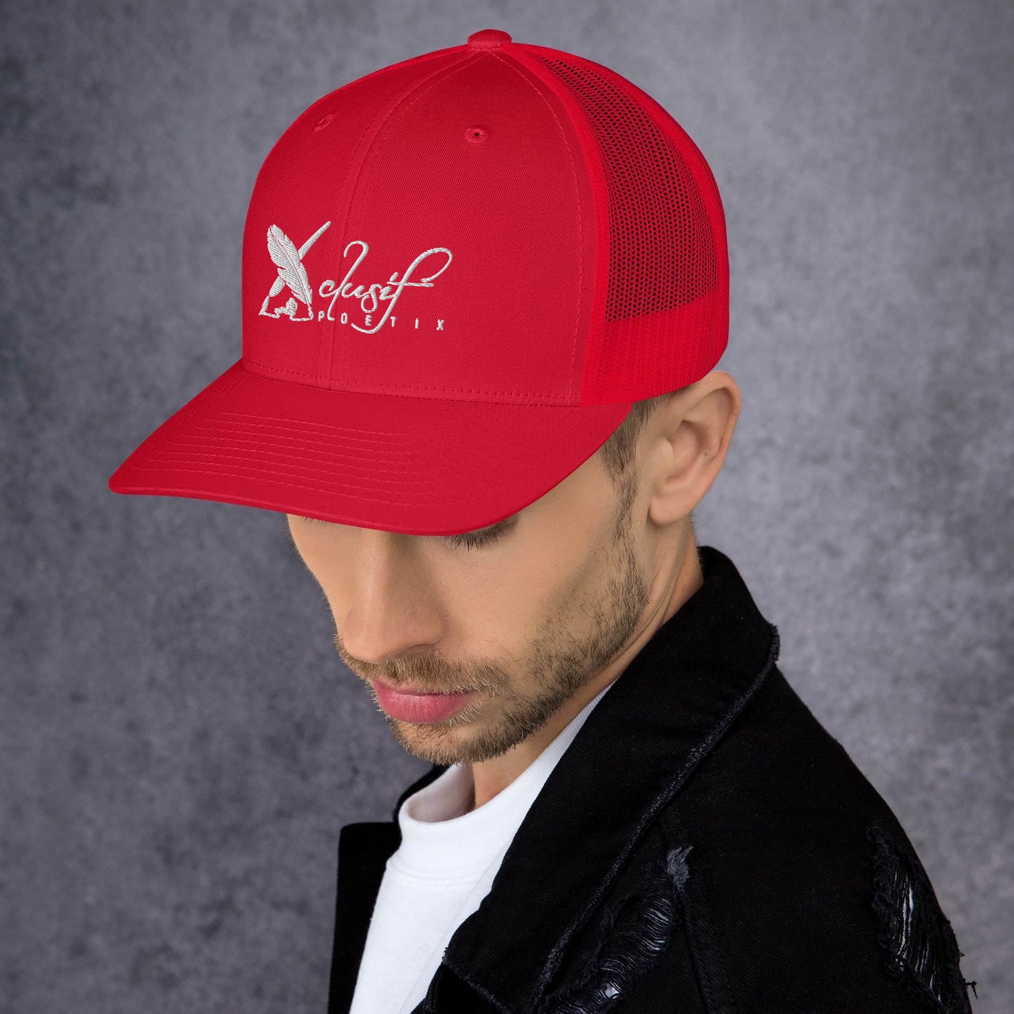 XCLUSIF POETIX WHITE LOGO Retro Trucker Cap