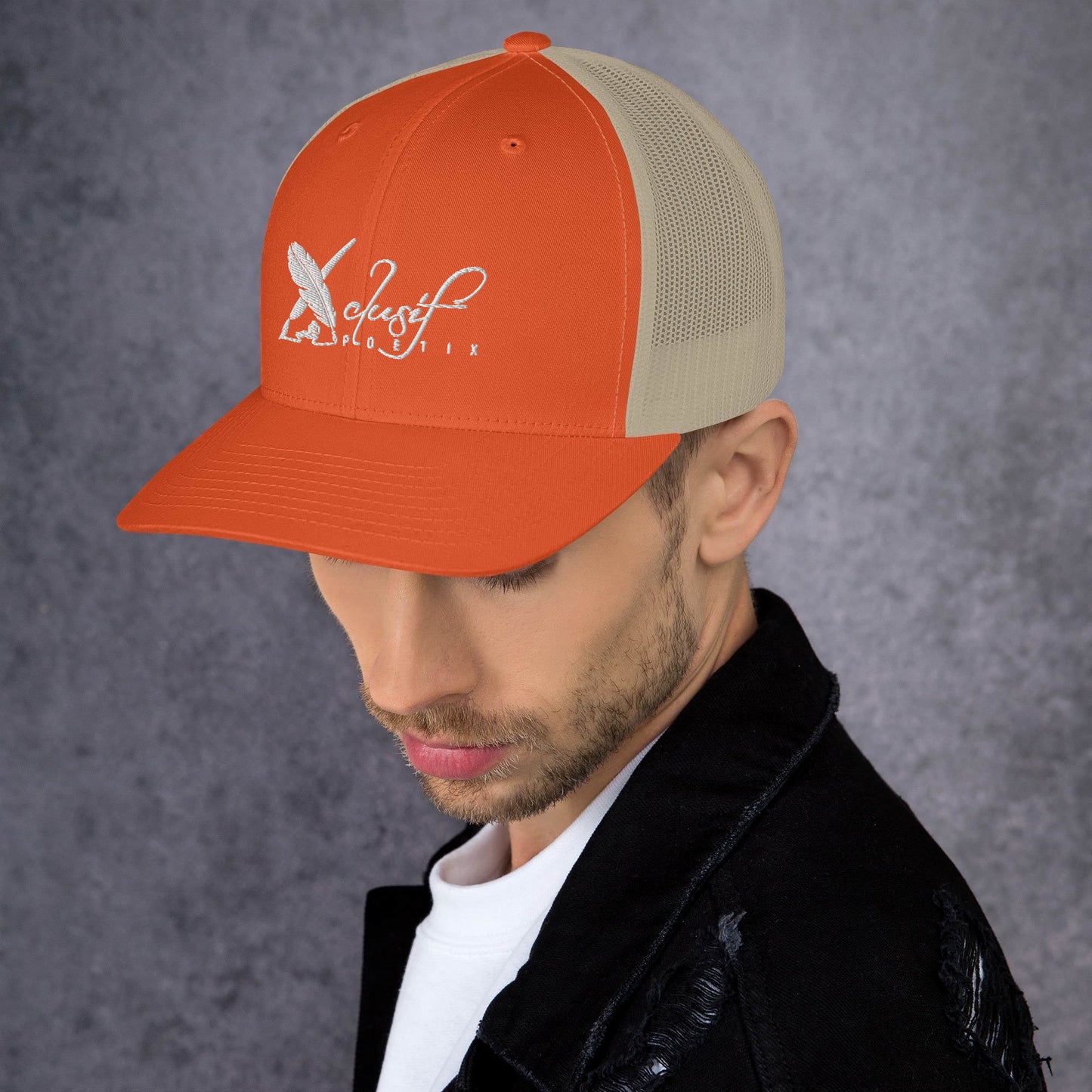 XCLUSIF POETIX WHITE LOGO Retro Trucker Cap