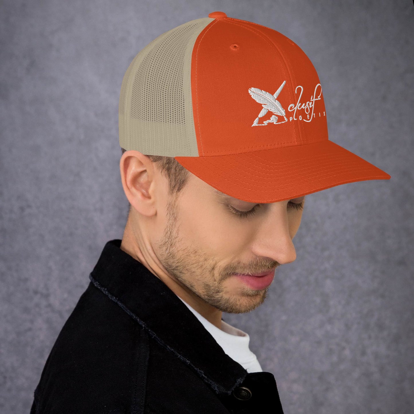 XCLUSIF POETIX WHITE LOGO Retro Trucker Cap